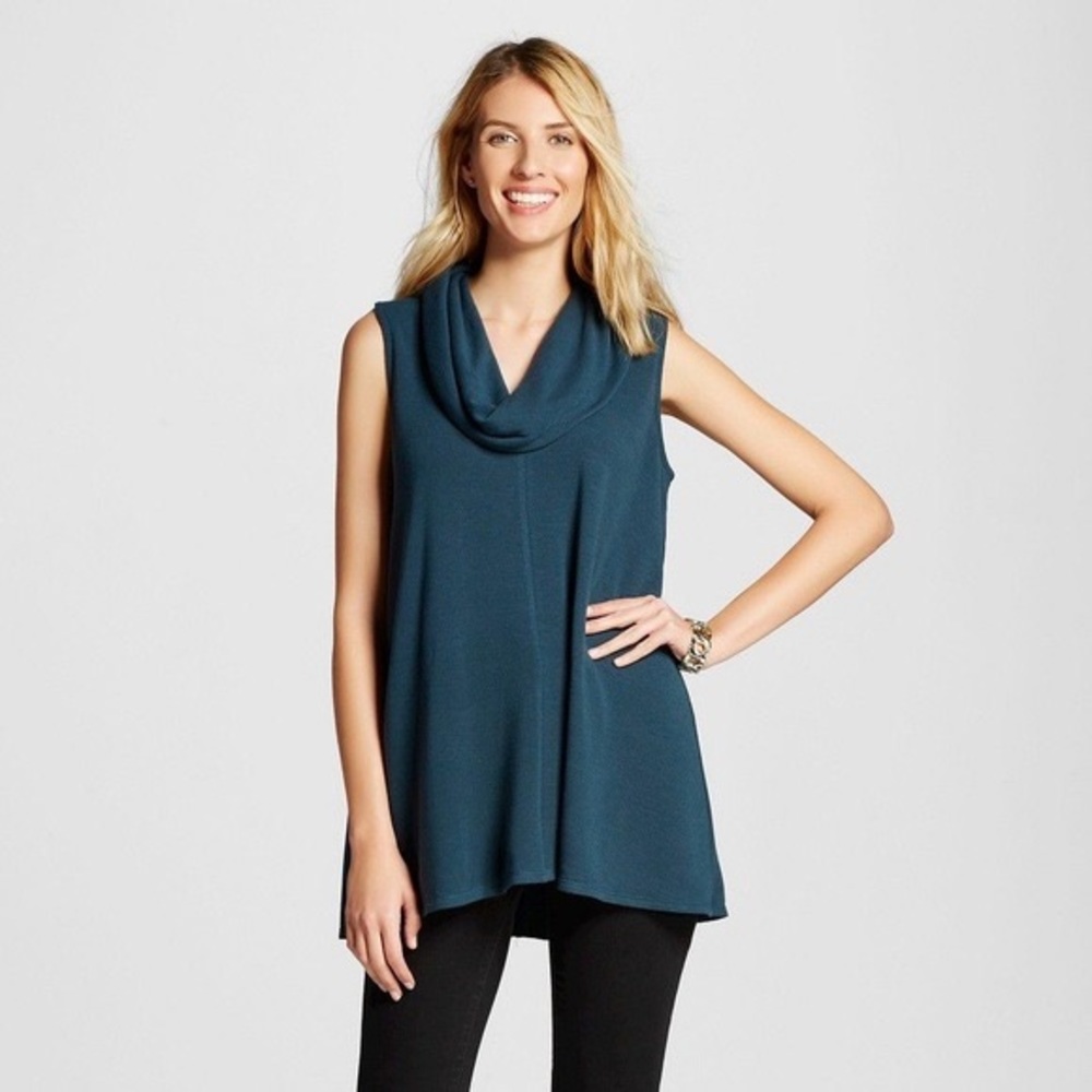 Knox Rose | Teal Sleeveless Cowl Neck Knit Tunic